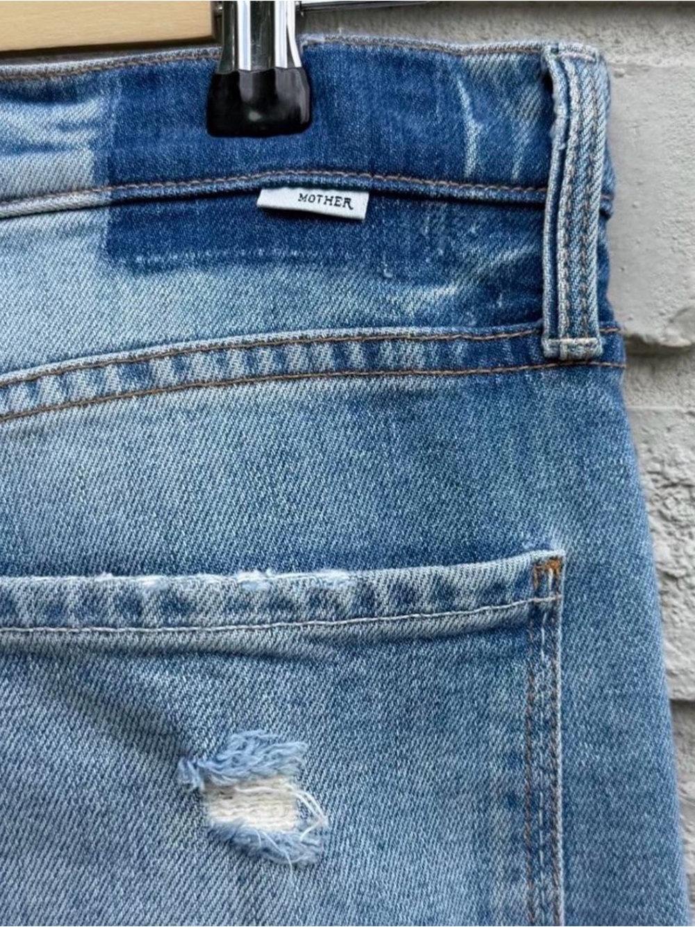 MOTHER Light Blue Distressed Relaxed Jeans - Picture 4 of 5